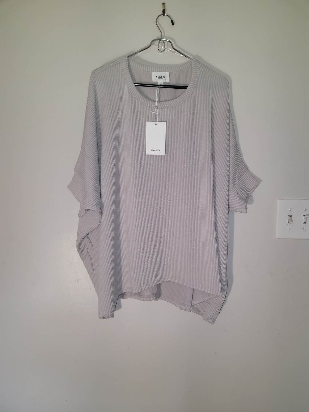 Andree Soft Gray Ribbed Relaxed Tunic